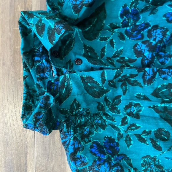 đź’—Vintage Floral Teal and Blue Blouse - Picture 2 of 4